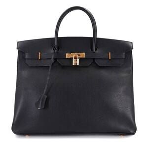 Hermes Hermès Birkin 40 Handbag, Ardennes Black, F Stamp, Gold Hardware